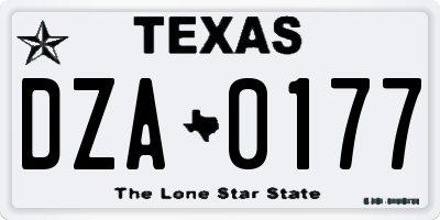 TX license plate DZA0177