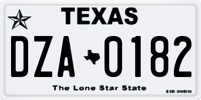 TX license plate DZA0182