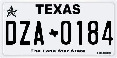 TX license plate DZA0184