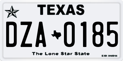 TX license plate DZA0185