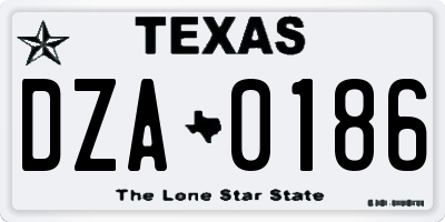 TX license plate DZA0186