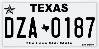 TX license plate DZA0187