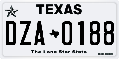 TX license plate DZA0188