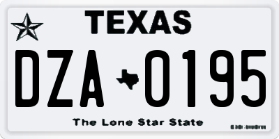 TX license plate DZA0195