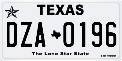 TX license plate DZA0196