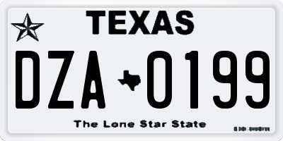 TX license plate DZA0199