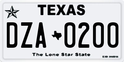 TX license plate DZA0200