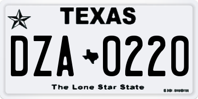 TX license plate DZA0220