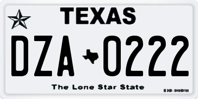 TX license plate DZA0222