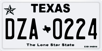 TX license plate DZA0224