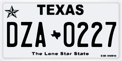 TX license plate DZA0227