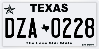 TX license plate DZA0228