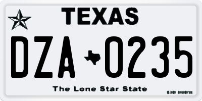 TX license plate DZA0235