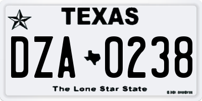 TX license plate DZA0238