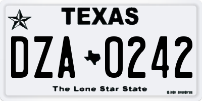 TX license plate DZA0242