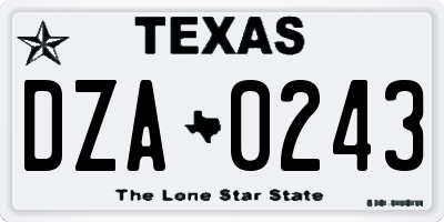TX license plate DZA0243