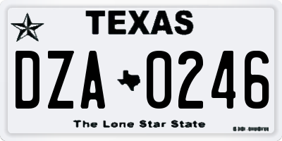 TX license plate DZA0246