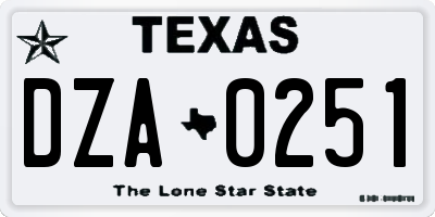 TX license plate DZA0251
