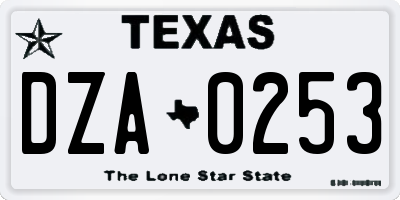 TX license plate DZA0253