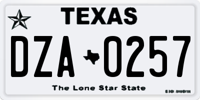 TX license plate DZA0257