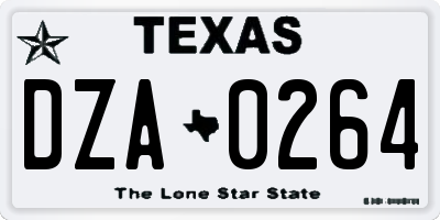 TX license plate DZA0264