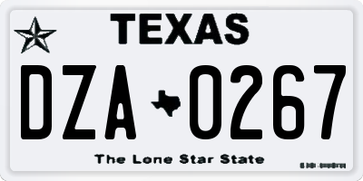TX license plate DZA0267