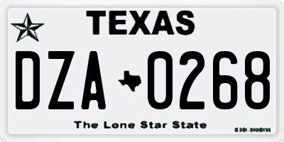 TX license plate DZA0268