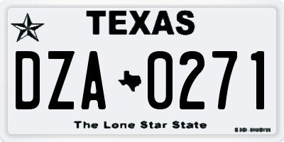 TX license plate DZA0271