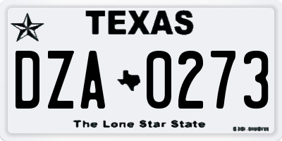 TX license plate DZA0273