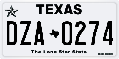 TX license plate DZA0274