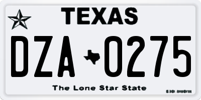 TX license plate DZA0275