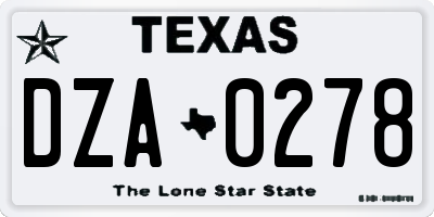 TX license plate DZA0278