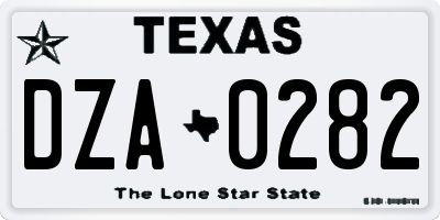 TX license plate DZA0282