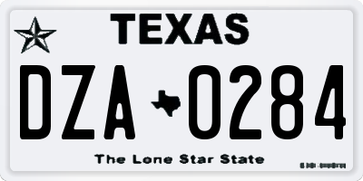 TX license plate DZA0284