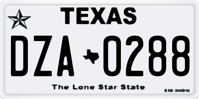 TX license plate DZA0288