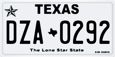 TX license plate DZA0292