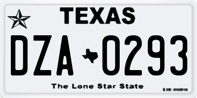 TX license plate DZA0293