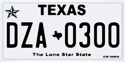 TX license plate DZA0300