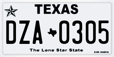 TX license plate DZA0305