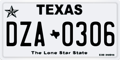TX license plate DZA0306