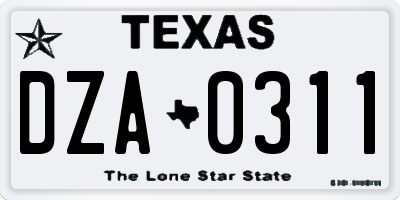 TX license plate DZA0311