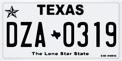 TX license plate DZA0319