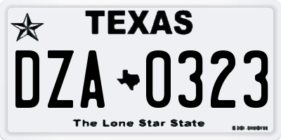 TX license plate DZA0323