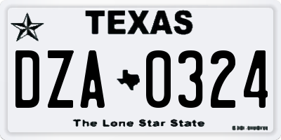 TX license plate DZA0324