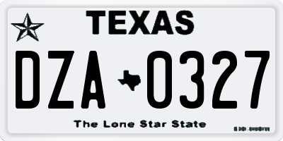 TX license plate DZA0327