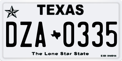 TX license plate DZA0335
