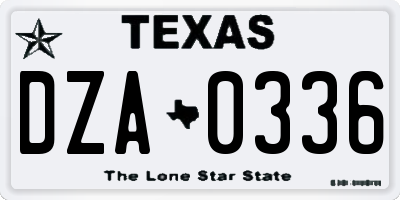 TX license plate DZA0336