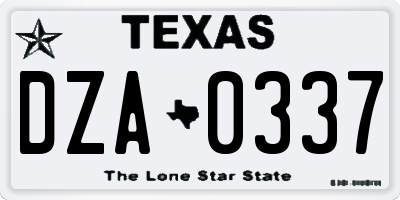 TX license plate DZA0337