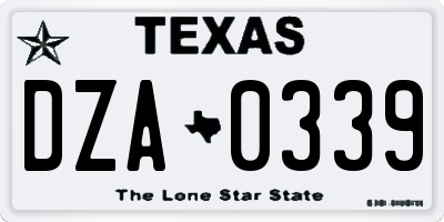 TX license plate DZA0339
