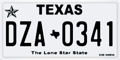 TX license plate DZA0341